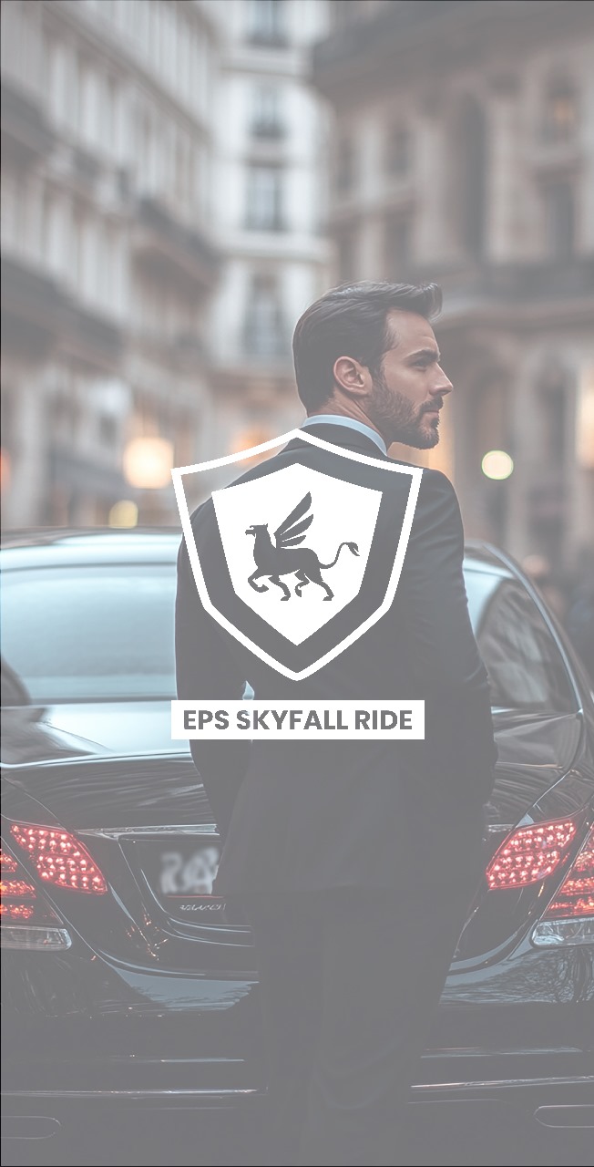 Skyfall protection officer beside Mercedes-Benz S-Class